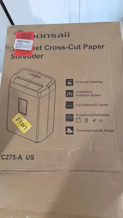 Bonsaii C275-A 12-Sheet Cross-Cut Paper and Credit Card Shredder - Picture 5 of 5